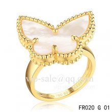 Imitation Van Cleef Alhambra Ring In Yellow Gold With Mother Of Pearl